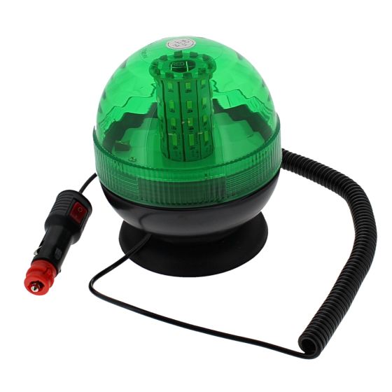 LED Green Flashing Beacon (1/2 Lens) - Magnetic Fixing