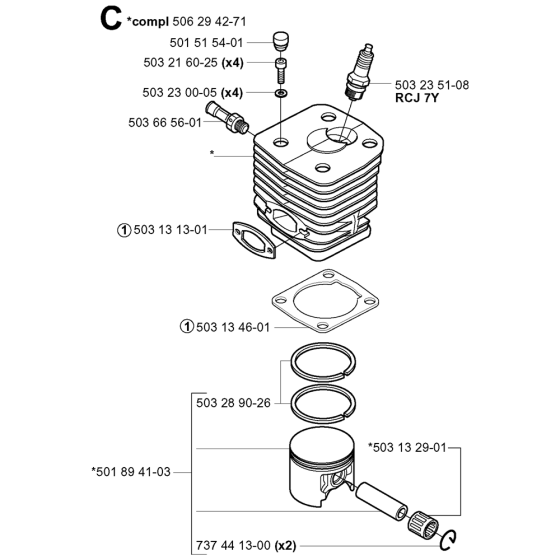 Cylinder Piston Assembly For Husqvarna 3120 Chainsaw 