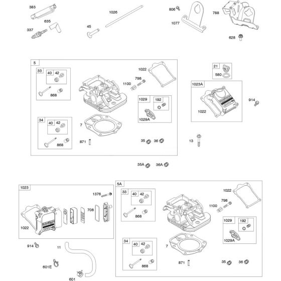 Cylinder Head Assembly for Briggs and Stratton Model No.543477-3110-J1 Horizontal Shaft Engine