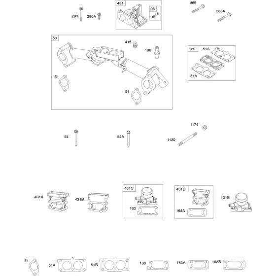 Intake Manifold Assembly for Briggs and Stratton Model No.543477-3079-J1 Horizontal Shaft Engine