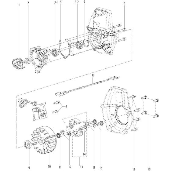 Crankcase & Clutchdrum Assembly for Husqvarna 321 S15, 2016-11 Sprayers