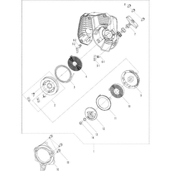 Starter Assembly for Husqvarna 321 S15, 2016-11 Sprayers