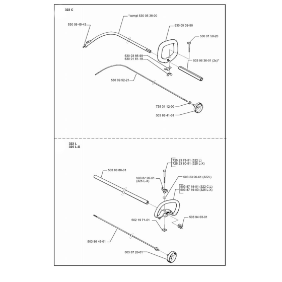 Shaft & Handle-1 for Husqvarna 322 C Trimmer/ Edgers