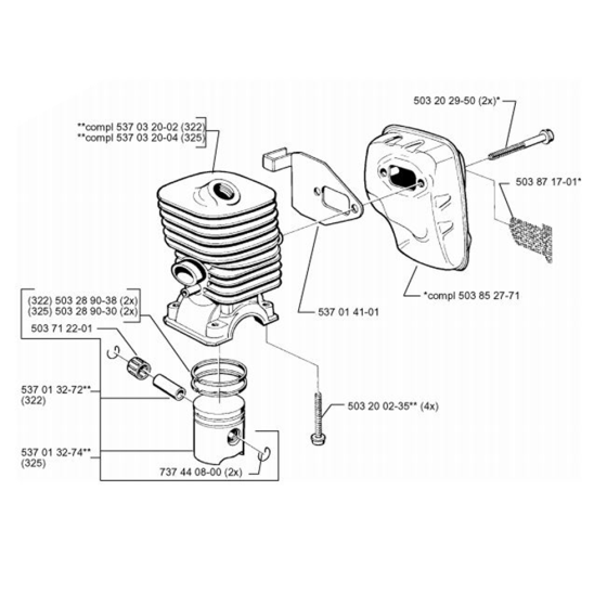 Cylinder Piston for Husqvarna 322 E Trimmer/ Edgers