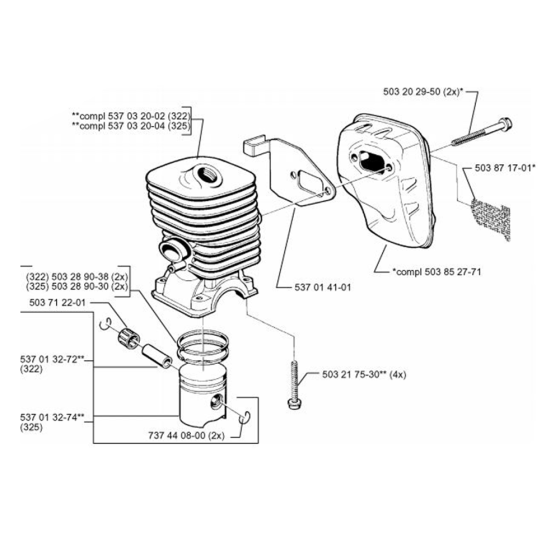 Cylinder Piston for Husqvarna 322 L Trimmer/ Edgers