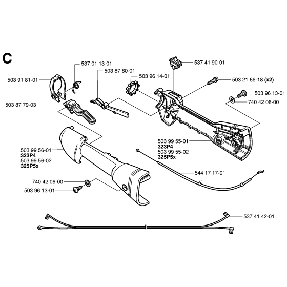 Handle & Controls Assembly for Husqvarna 323P Pole Pruners