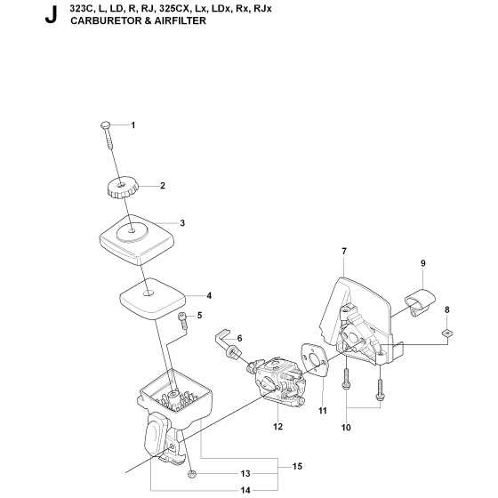 Carburetor & Air Filter Assembly For Husqvarna 323R Brushcutter