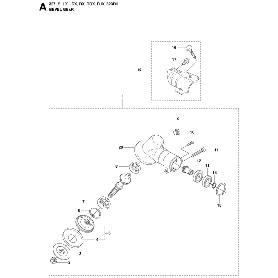 Bevel Gear Assembly For Husqvarna 323RII Brushcutter