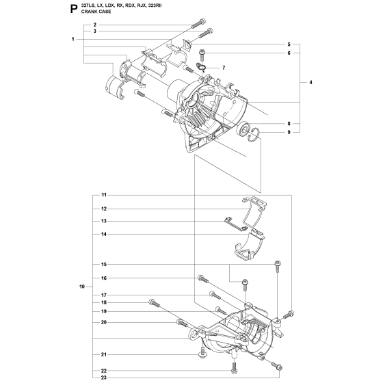 Crankcase Assembly For Husqvarna 323RII Brushcutter