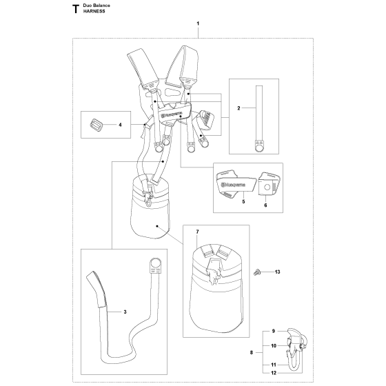 Harness Assembly For Husqvarna 323RII Brushcutter