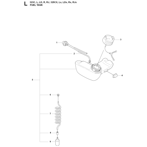 Fuel Tank Assembly For Husqvarna 323RJ Brushcutter