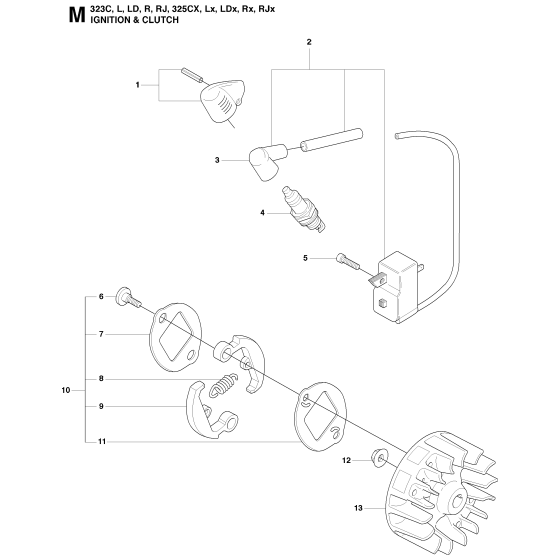 Ignition System & Clutch Assembly For Husqvarna 323RJ Brushcutter