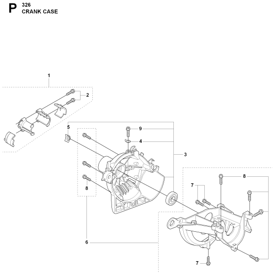 Crankcase & Clutchdrum Assembly For Husqvarna 323RJ Brushcutter