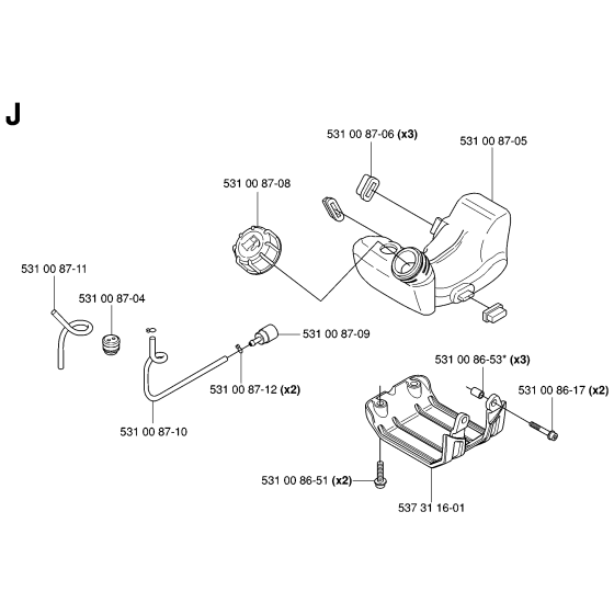 Fuel Tank Assembly for Husqvarna 324 HDA55 X-Series Hedge Trimmers