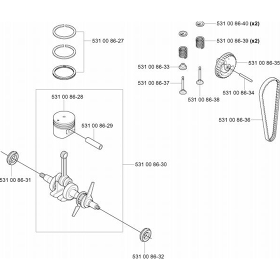 Piston & Crankshaft for Husqvarna 324 LDx Trimmer/ Edgers