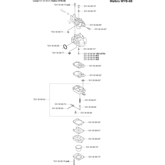 Carburetor Details for Husqvarna 324 LDx Trimmer/ Edgers