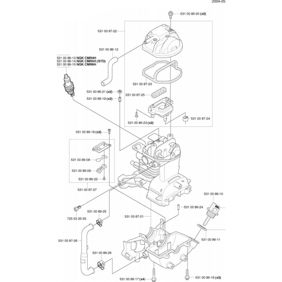 Cylinder & Crankcase for Husqvarna 324 LX Trimmer/ Edgers