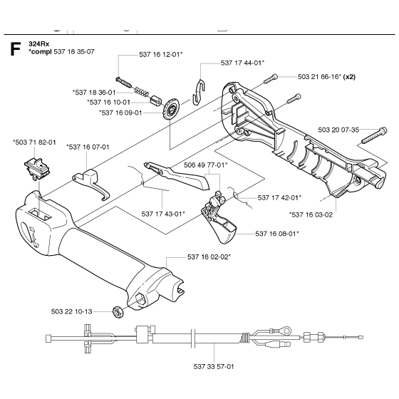 Handle & Controls Assembly For Husqvarna 324RX Brushcutter