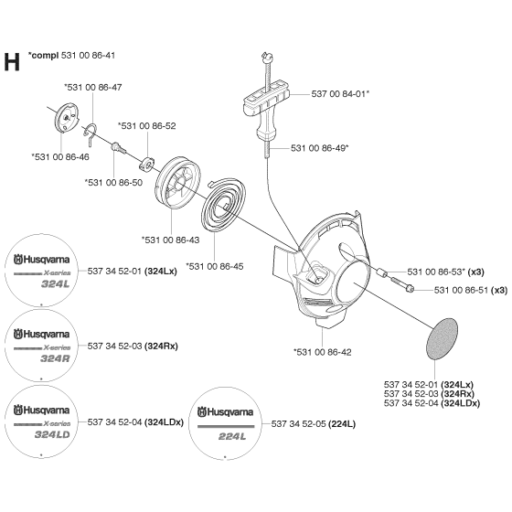 Starter Assembly For Husqvarna 324RX Brushcutter