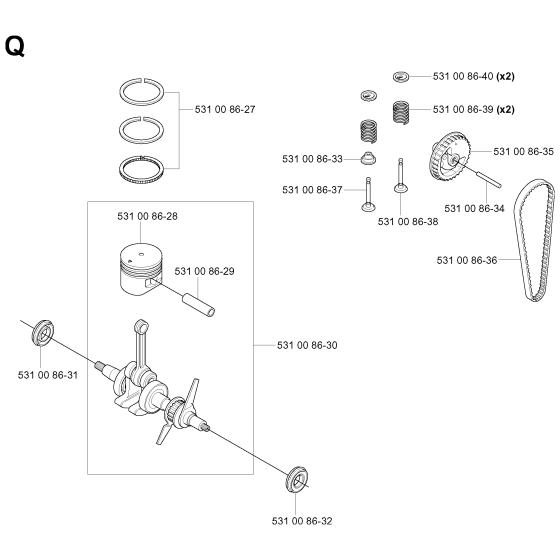 Piston & Crankshaft Assembly For Husqvarna 324RX Brushcutter