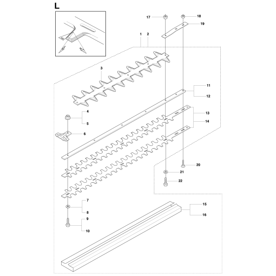 Cutting Equipment Assembly for Husqvarna 325 HD75 X-Series Hedge Trimmers