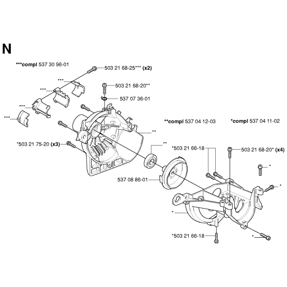 Crankcase Assembly for Husqvarna 325 HDA55 X-Series Hedge Trimmers