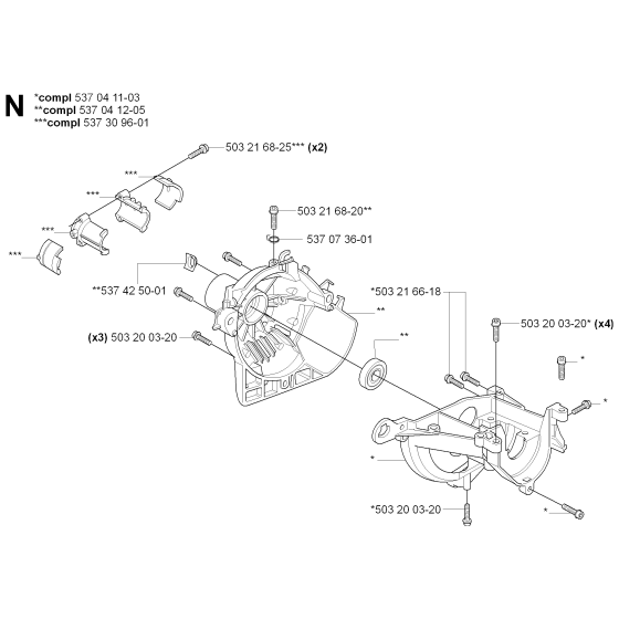 Crankcase & Clutchdrum Assembly for Husqvarna 325 HE3 X-Series Hedge Trimmers