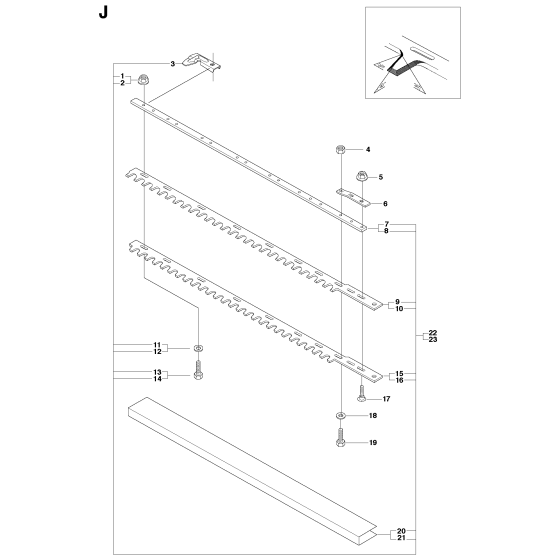 Cutting Equipment Assembly for Husqvarna 325 HS99 X-Series Hedge Trimmers