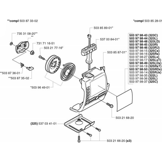 Starter for Husqvarna 325 LXT Trimmer/ Edgers