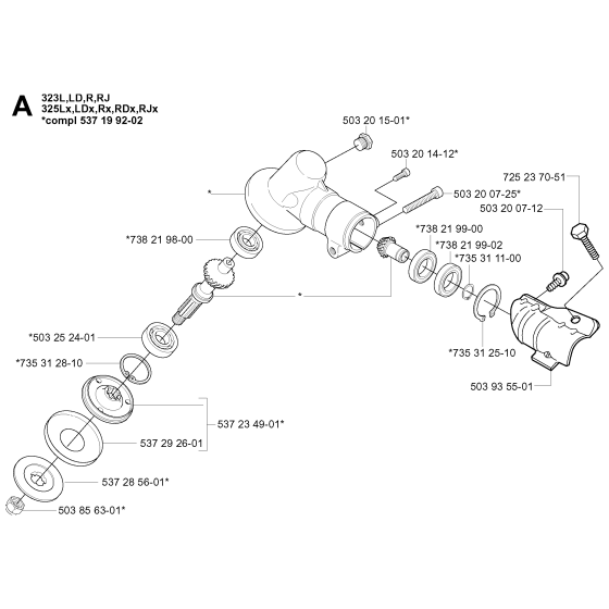 Bevel Gear Assembly For Husqvarna 325RDX Brushcutter