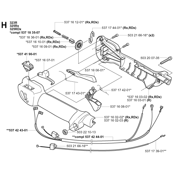 Handle & Controls Assembly For Husqvarna 325RDX Brushcutter