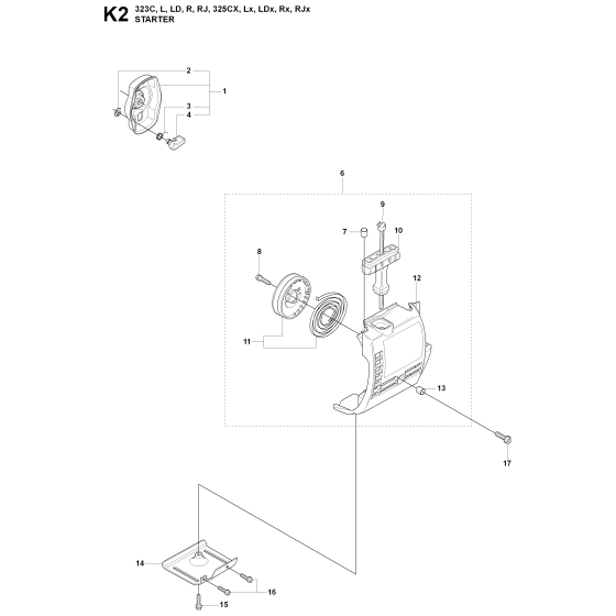 Starter-1 Assembly For Husqvarna 325RJX Brushcutter