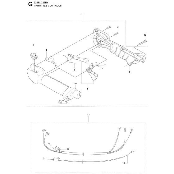 Handle & Controls Assembly For Husqvarna 325RX Brushcutter