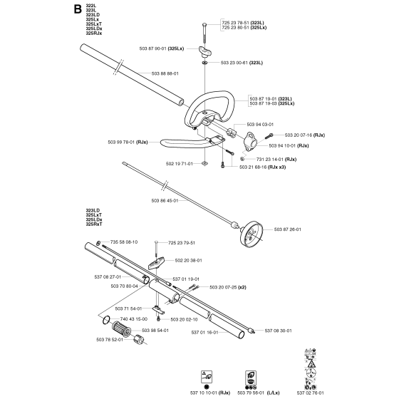 Shaft & Handle-1 Assembly For Husqvarna 325RXT Brushcutter