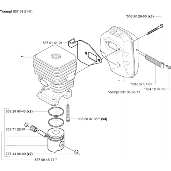 Clyinder Piston for Husqvarna 326 C Trimmer/ Edgers