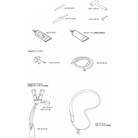 Accessories-1 for Husqvarna 326 CX Trimmer/ Edgers