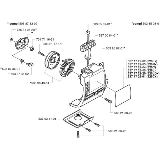 Starter for Husqvarna 326 CX Trimmer/ Edgers