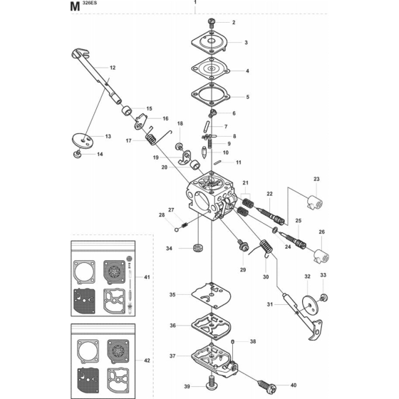 Carburetor Details for Husqvarna 326 ES Trimmer/ Edgers