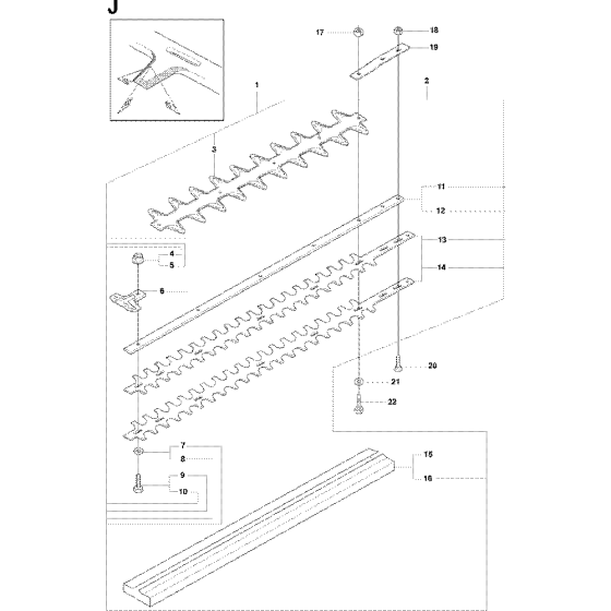 Cutting Equipment Assembly for Husqvarna 326 HD60 X-Series Hedge Trimmers