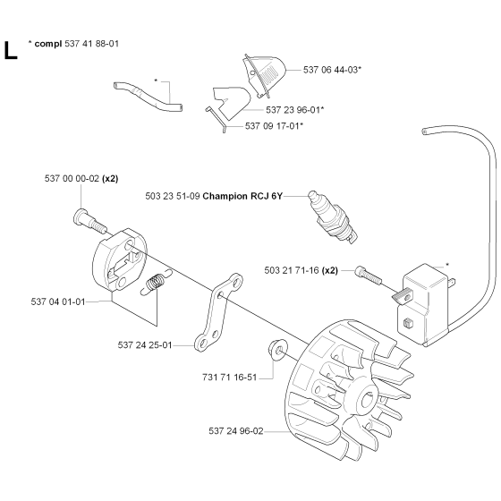 Ignition System Assembly for Husqvarna 326 HE3 X-Series Hedge Trimmers