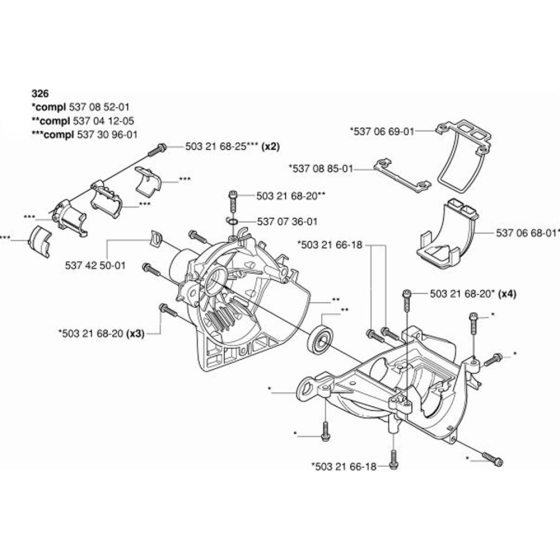 Crankcase for Husqvarna 326 L Trimmer/ Edgers