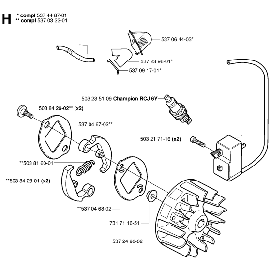 Ignition System Assembly for Husqvarna 326P Pole Pruners