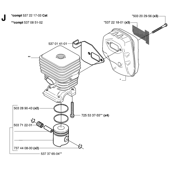 Cylinder Piston Assembly for Husqvarna 326P Pole Pruners