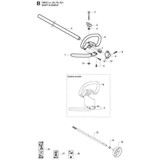 Shaft & Handle Assembly For Husqvarna 326RJX Brushcutter