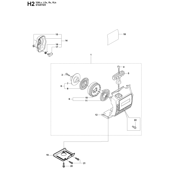 Starter-1 Assembly For Husqvarna 326RJX Brushcutter