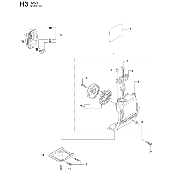 Starter-2 Assembly For Husqvarna 326RX Brushcutter