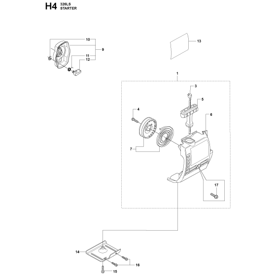 Starter-3 Assembly For Husqvarna 326RX Brushcutter