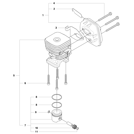 Cylinder, Piston & Muffler for Husqvarna 327 HE3 X-Series Hedge Trimmers