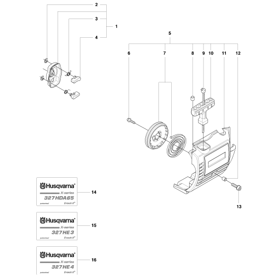 Starter Assembly for Husqvarna 327 HE4 X-Series Hedge Trimmers