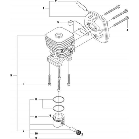 Cylinder, Piston & Muffler for Husqvarna 327 LS Trimmer/ Edgers